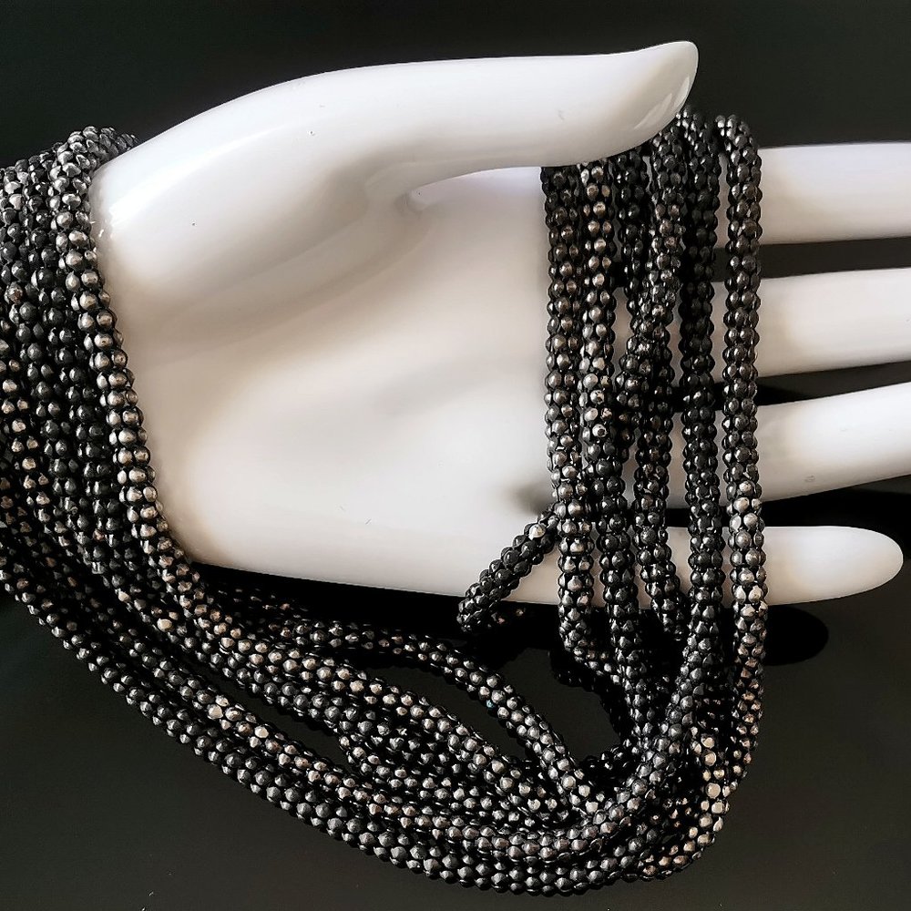 3 for $15/Caracol Signed Multi 3 Strand Long Chain Gunmetal Tone Necklace